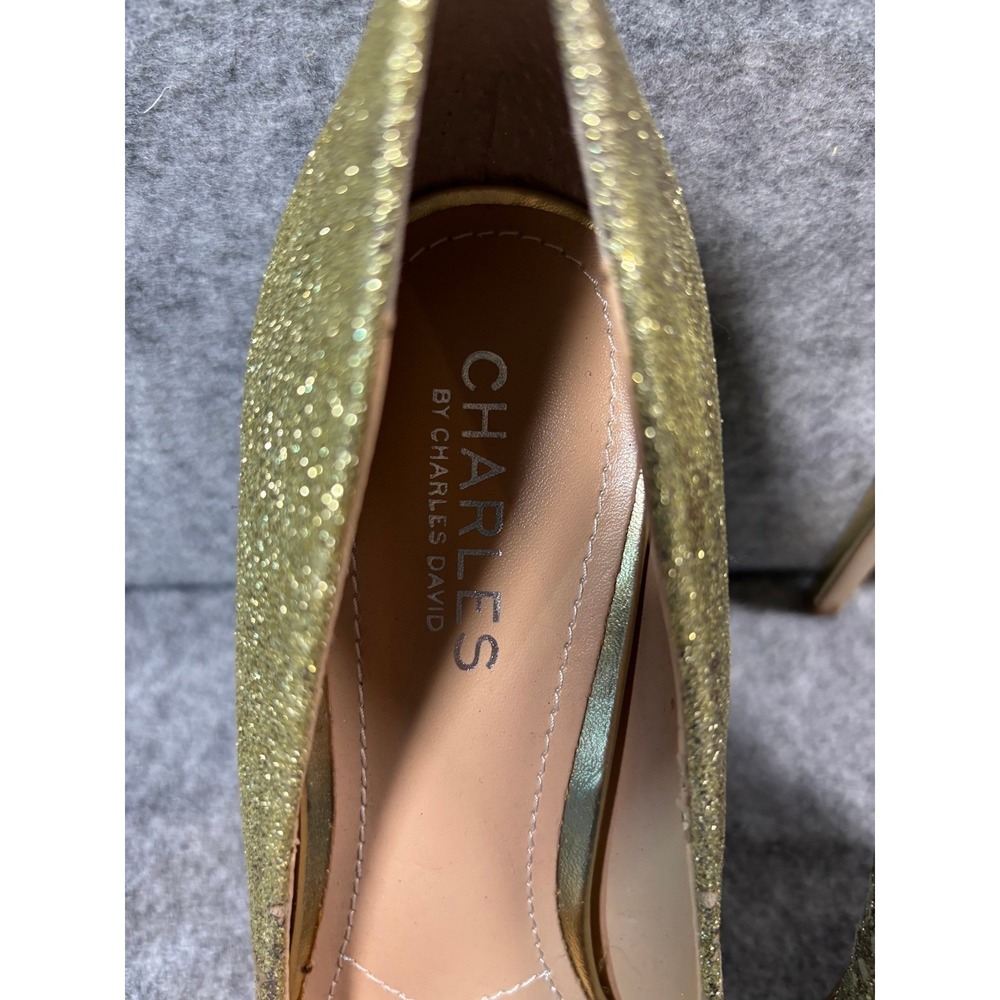 Charles David Womens Gold Glitter Suede Pointed Toe Stiletto Heels Shoes 9.5M - Picture 9 of 9